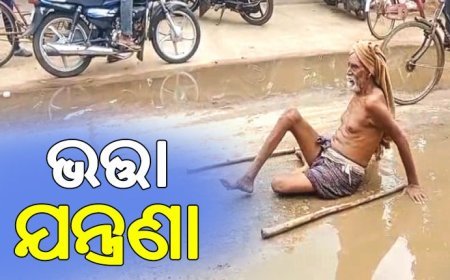 ଭତ୍ତା ଟଙ୍କା ପାଇଁ ୮୦ ବର୍ଷୀୟ ଜଣେ ବୃଦ୍ଧ ରାସ୍ତାରେ ଘୁଷୁଡ଼ି ଘୁଷୁଡ଼ି ପଞ୍ଚାୟତ ଅଫିସ୍‌କୁ ଯିବା ଭଳି ଏକ ଅପ୍ରୀତିକର ଘଟଣା  .