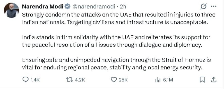 *UAE ଉପରେ ଆକ୍ରମଣକୁ ମୋଦିଙ୍କ ନିନ୍ଦା*