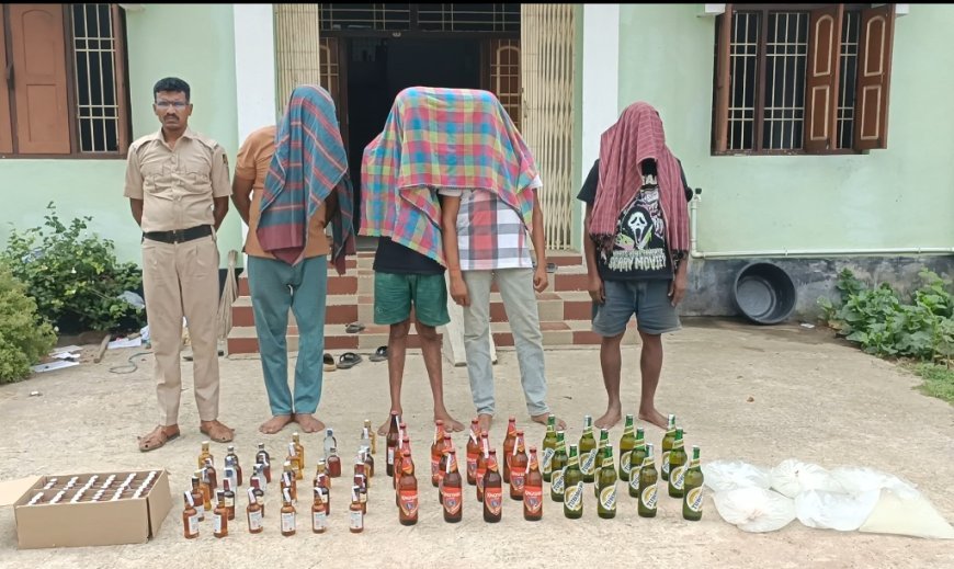 ଦେଶୀ ଓ ବିଦେଶୀ ମଦ ସହିତ ବିଅର ଜବତ, ୦୪ ଗିରଫ ।,